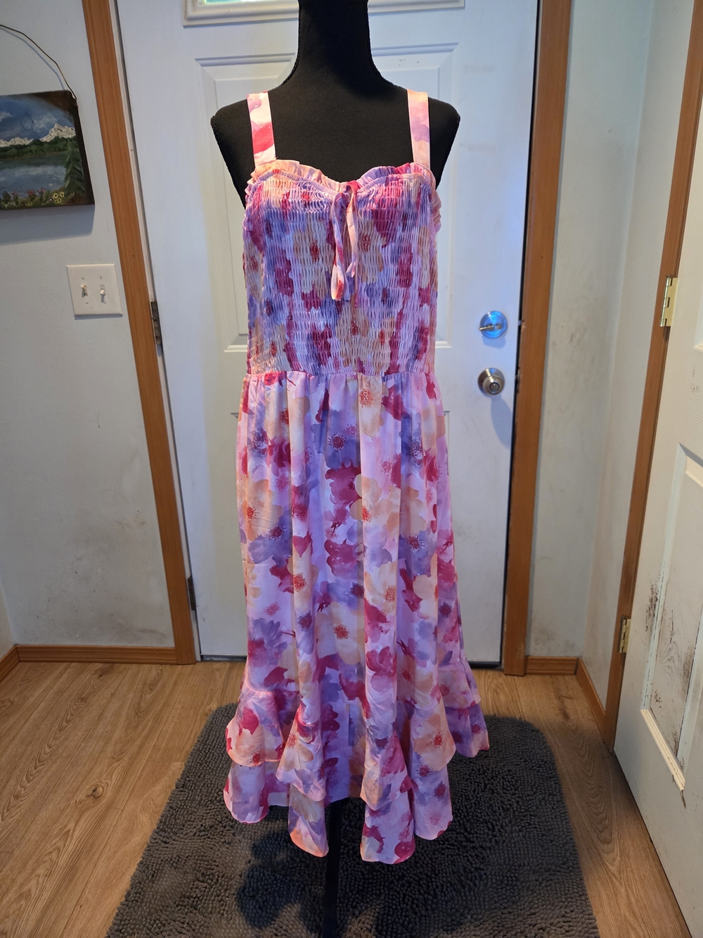 Grace Karin Pink and Purple Floral Maxi Sundress